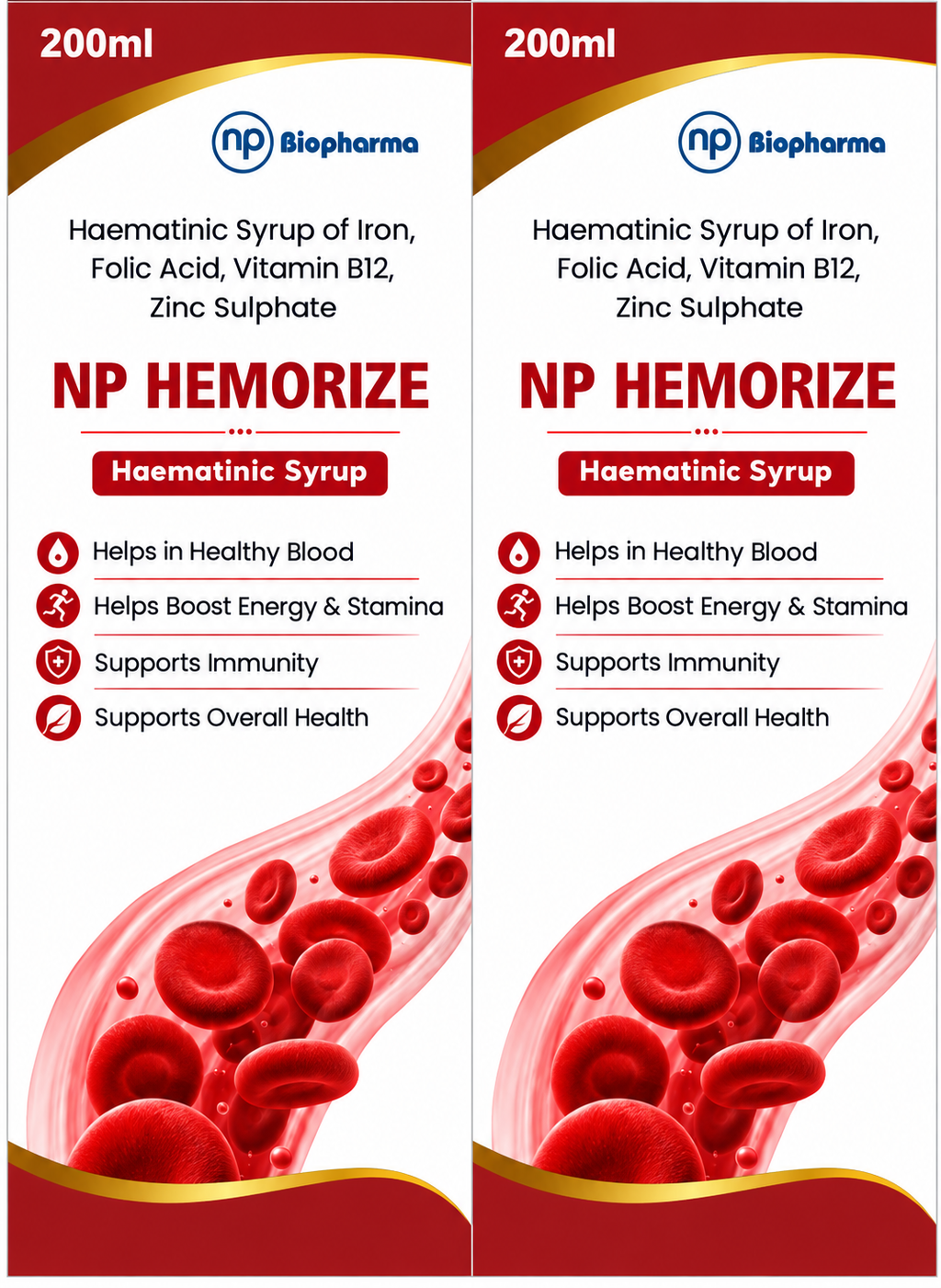 NP HEMORIZE Haematinic Syrup 200ml | Iron, Folic Acid, Vitamin B12 & Zinc Supplement