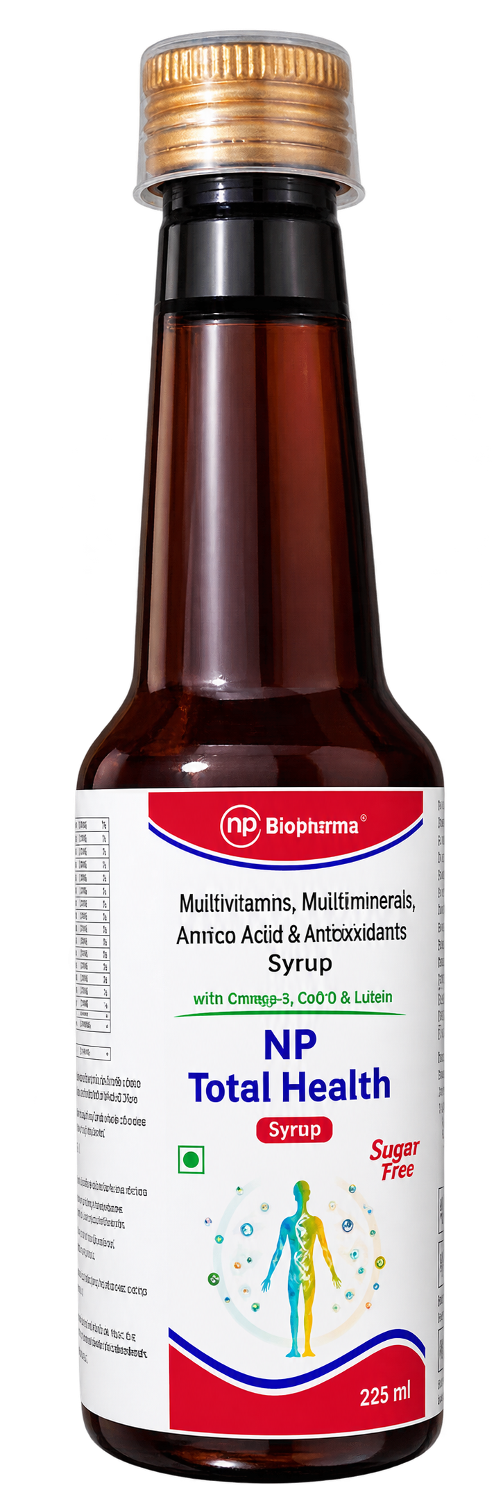 NP Total Health Syrup | Multivitamins, Multiminerals, Amino Acids & Antioxidants with Omega-3, CoQ10 & Lutein | Sugar Free | 225 ml